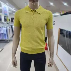 (서광모드)머스타드 변형조직 반팔 워셔블카라니트/TS4099