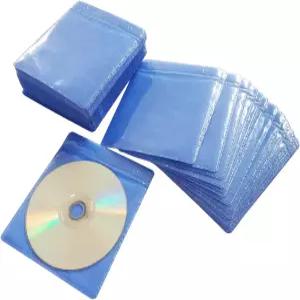 HAPLIVES CD/DVD/블루레이 슬리브 및 보관 바인더용 양면 리필 플라스틱 100팩 블루