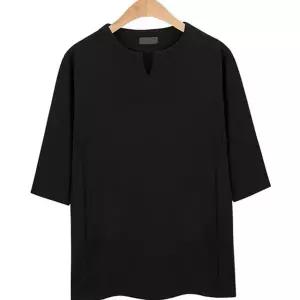 7부 티셔츠 기본 라운드 캐주얼 남성 7부 티셔츠 상의 여름