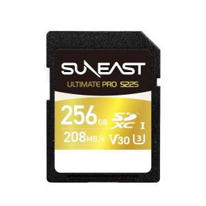 SUNEAST 얼티밋 프로 256GB SDXC UHSI 메모리 카드 u2013 최대 208MB/S 읽기 170MB/S 쓰기 V30 U3 C10 4K UHD 비디오 DSLR 및 카메라용 고속 SD