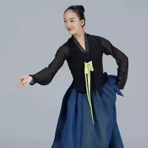 무용복 단원 연습 S 상의 캡내장 공연 블랙 한국무용 상의 단체복