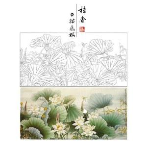 민화 연화도 그림 연꽃 도안 그리기