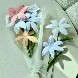 백합 모루 꽃 꽃다발 만들기 DIY 세트 키트 한송이 공예 미니 조화 패키지 재료