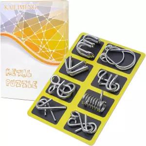맹 금속 퍼즐 뇌 티저 와이어 마인드 게임 3D IQ 직소 8개 세트