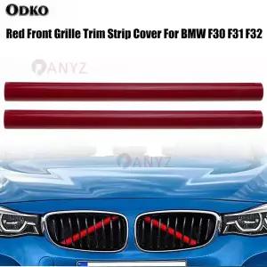 그릴 바 V 브레이스 BMW 호환 F30 F31 F32 프론트 그릴 스트립 커버 레드 2 개
