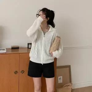 [하프클럽/]여성 카라넥 꽈배기 디자인 투웨이 니트 집업 스웨터