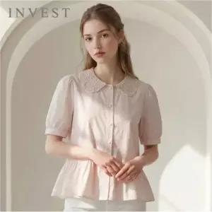 [인베스트] 진주 비즈 카라 플레어 블라우스_IN6M3BL5651