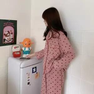 긴팔 겨울 여성 파자마 홈웨어 카라 포인트 잠옷 수면 건조 기장 단추 루즈핏 발목 상의