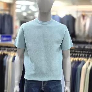[런던포그]양두변형 투톤라운드 민트 반팔니트