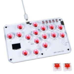 DO-CAM 레버리스 컨트롤러 아케이드 스틱 R16, PC / PS3 PS4 스팀 스위치용 올 버튼 컨트롤러, 터보 기능 및 커스텀 RGB를 사용한 스트리트 파이트 (핫 스왑 SOCD-화이트 지원)