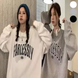 넉넉한 여성 티셔츠 맨투맨 레터링 오버핏