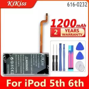 KiKiss 배터리 616-0232 6160232 iPod 5th 비디오 용 1200mah 60GB 80GB 6 세대 클래식 두꺼운 160GB Bateria