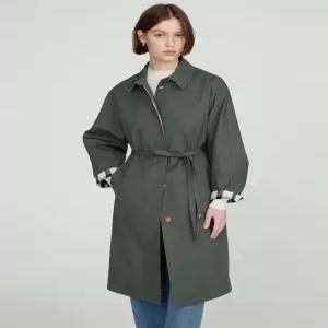 닥스 25SS 카키 소매 체크 배색 원피스 겸용 싱글 트렌 DLCO5B205K2