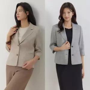 지센 26SS 여성 린넨 혼방 7부 자켓 LFJKQ301