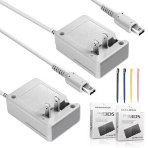 파이웬로 3DS 충전기 2팩, 스타일러스 펜 4개 포함, 닌텐도 DSi / XL 2DS 뉴 3DS와 호환되는 자동 전압 100-240V AC 어댑터, 안전한 고속 충전 및 45인치 케이블