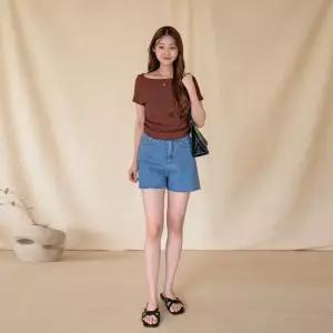 여성 셔링 오프숄더 골지 반팔 니트 반지 판초 망토