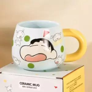 짱구 칼라 손잡이 세라믹 머그컵 460ml-옐로우