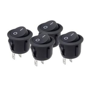 20개-5개 로커 스위치 블랙 온오프 2핀 미니 소형 원형 토글 6A 250V 10A 20MM RV 자동차 트럭 보트용