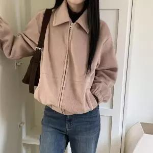 |KHJ6F3D|여성 시보리 보아 퍼 카라 집업 재킷