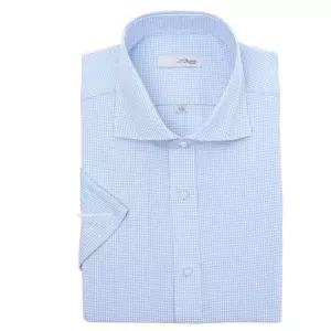 [롯데백화점]에스티듀퐁 26S/S반소매/블루체크 와이드카라 슬림핏셔츠 SE6MM21HS312SBU