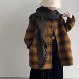 여친 울 트렌디 아이템 코트 모피 그렇게 머플러를 걸치면 술리 체크 리버시블 HT1
