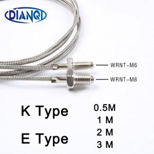 열전대 M6 스레드 M8 열 저항 온도 센서 라인 프로브 K 유형 E 0.5M 1M 2M 3M