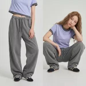 [화이트빌딩]여자 트레이닝바지 피그먼트 와이드 츄리닝 팬츠