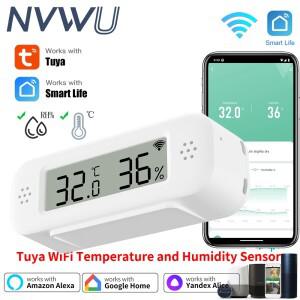 스마트 홈 온도계 습도계 용 Tuya WiFi 미니 Google Yandex Alexa와 함께 원격 알람 작업