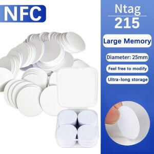 NFC Ntag215 13.56MHz 코인 본딩 카드 배지 ISOEC14443A 25mm 방수 PVC 215 전자 태그