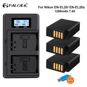 EN-EL20A 배터리 + Nikon Coolpix P1000 P950 1 J1 J2 J3 DL24-500 Blackmagic 포켓 시네마 카메라용 LCD