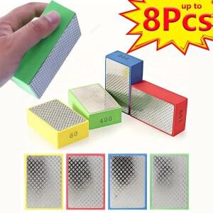 1-8Pcs 새로운 다이아몬드 핸드 폴리싱 패드 타일 유리 연마 그라인딩 블록 스톤 대리석 세라믹 샌딩 디스