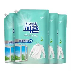 피죤 실내건조 프로 초고농축 섬유유연제 프레시데이 리필 1.7L, 4개