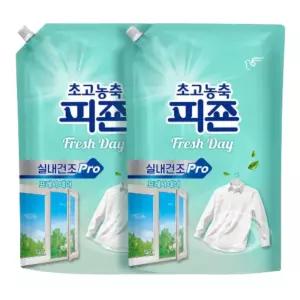 피죤 실내건조 프로 초고농축 섬유유연제 프레시데이 리필 1.7L, 2개