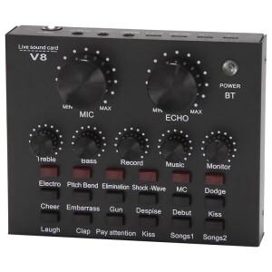 외부 USB 라이브 마이크 사운드 카드 오디오 세트 인터페이스, V8 블루투스 기능, 컴퓨터, PC, 휴대폰용