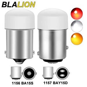 BLALION 2 PCS P21/5W BA15S 1156 LED 전구 PY21W BAY15D 1157 방향 지시등 12V 7000K 역방향 브레이크 정