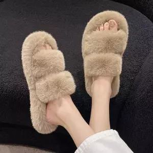 여성 따뜻한 퍼 러블리 더블 털슬리퍼 실내화 털슬리퍼 털신발 방한화 방한슬리퍼