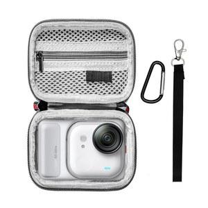 [미국배송] INSTA360 GO용 미니 휴대용 케이스 초경질 쉘 렌즈 PU 커버 보호 보관 가방 여행용 카라비너 & 손목 스트랩 액션 카메라 액세서리(메쉬)