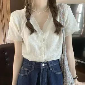 [하프클럽/]여성 여름 시스루 브이넥 프릴 반팔 가디건