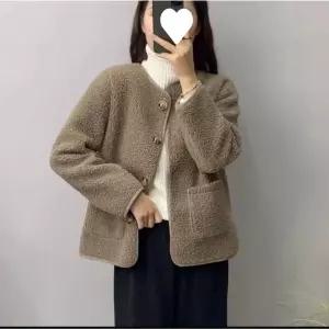 엘럽 여자 모피 코트 라운드 캐시미어 가을 루즈핏 상의 원템3