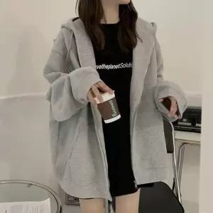 옷자락 여성 무지 솔리드 여름 오버핏 빅사이즈 후드 집업 585870Moony