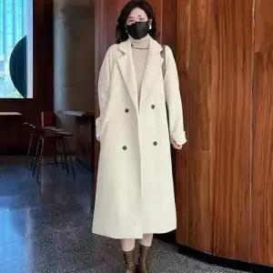엘럽 여성 모직 정장 재킷 빅사이즈 덧댐 도톰 카라 모직코트 하프기장 원템1