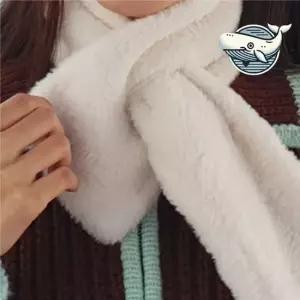 따뜻한 겨울 페이크퍼 미니 머플러 귀여운 흰색 미니목도리
