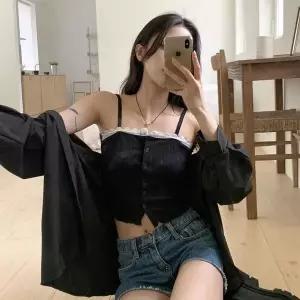 [하프클럽/셀러허브_여성트랜드패션]여자 레이스 단추 러블리 나시