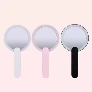 [골드스마일]LED 화장 휴대거울 메이크업 손거울 손잡이 조명거울