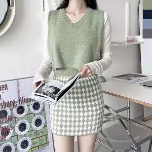 [하프클럽/셀러허브_여성트랜드패션]여자 데일리 브이넥 크롭 레이어드 베