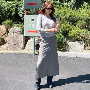 [하프클럽/셀러허브_여성트랜드패션]여성 사이드 슬릿 나일론 스트레이트