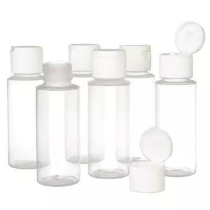 Chica와 Jo 2oz 투명 플라스틱 빈 스퀴즈 병 플립 캡 포함 - BPA 프리 6개 세트 TSA 여행용 사이즈 2온스