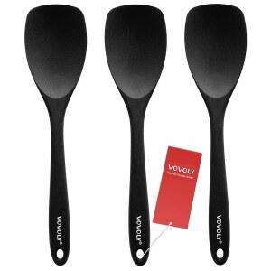 실리콘 주걱 스푼 세트 업그레이드 보볼리 내열 고무 베이킹 혼합 도구용 논스틱 유연 스크레이퍼 3팩 블랙
