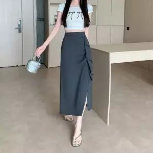치마 스커트 여성 하계 슬림핏 언밸런스 영상 힙업 트임 데일리 SPO마켓2