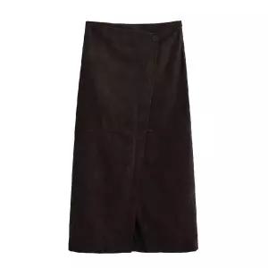 치마 롱 여성용 가을 앞트임 데일리 힙색 커피색 SPO마켓3